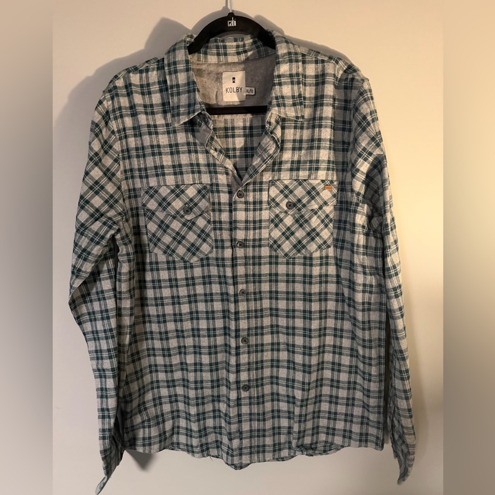 Kolby Men's Green Cotton Flannel Plaid Shirt. Like new. Size XL.